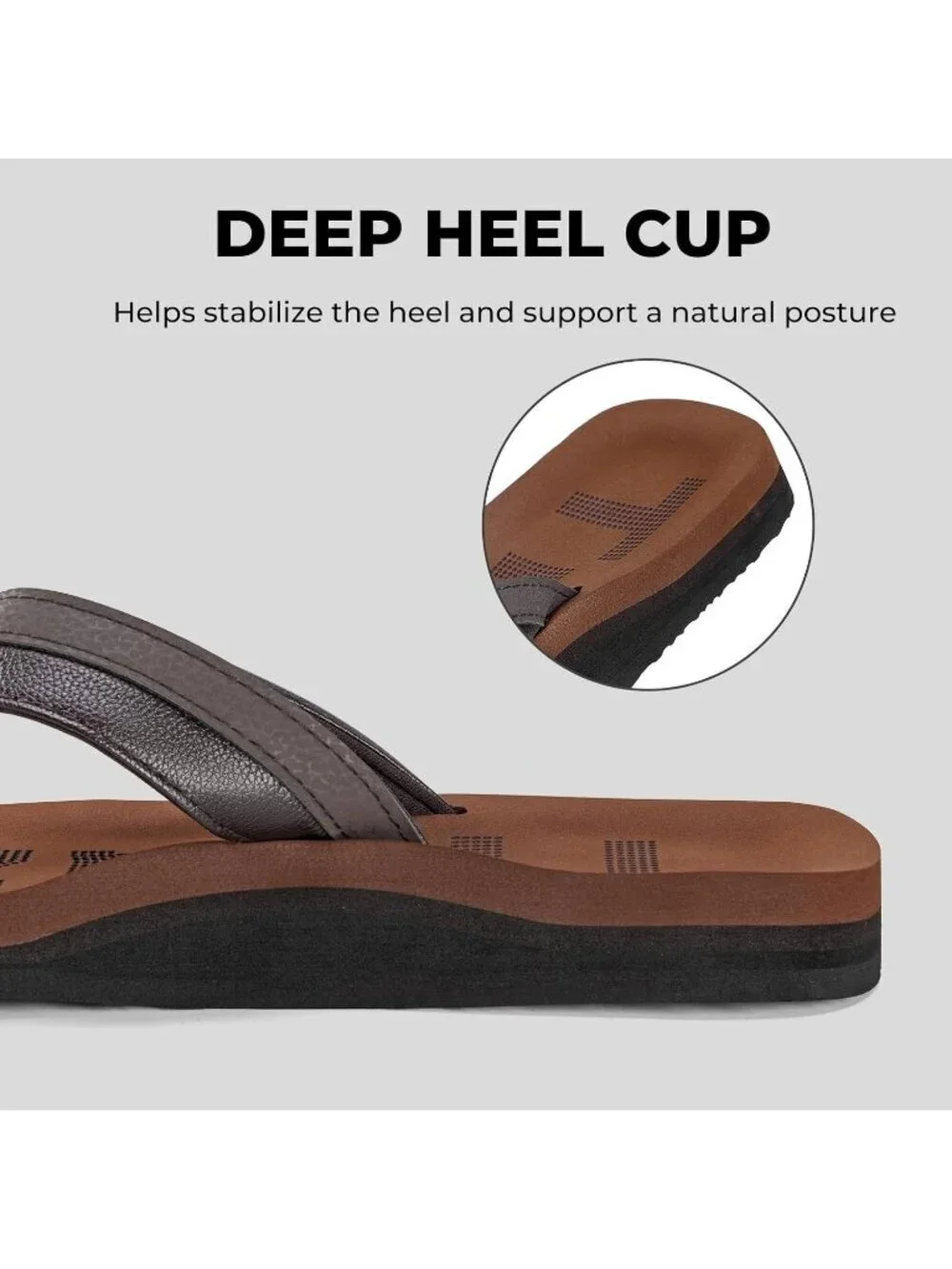 Men's Brown Flip Flops With Arch Support Summer Outdoor Beach Sandals